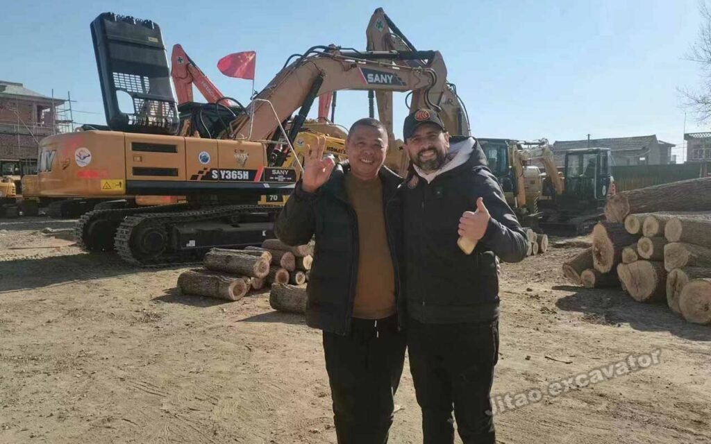 Hefei Jitao team with international clients at the excavator yard