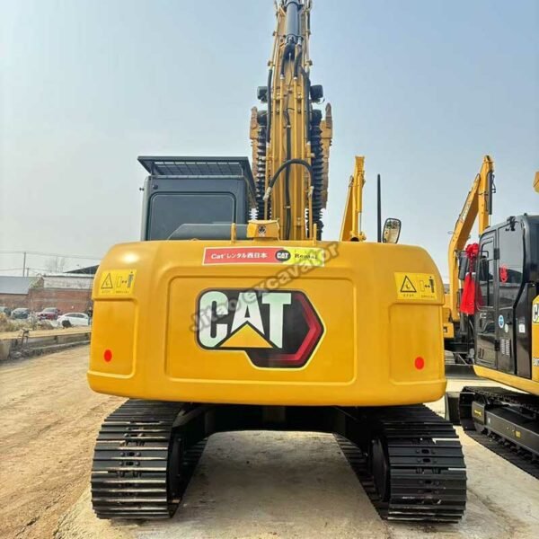 Cat 312 GC Undercarriage Rear view focusing on the steel tracks and chassis of a Caterpillar 312 GC.