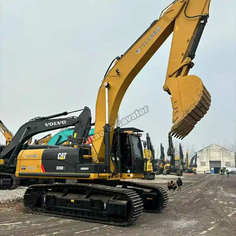 Fuel-efficient used Cat 336D large excavator for massive earthmoving projects.