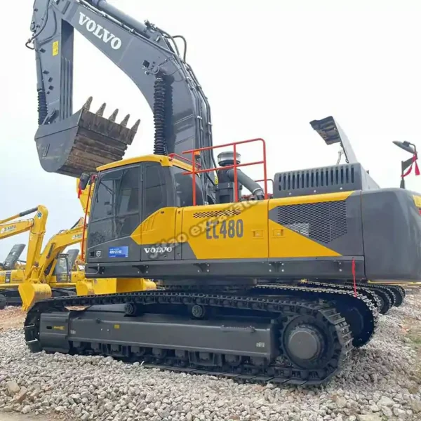 Side profile showing boom and tracks. Reliability in used volvo excavators.