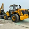 Durable chassis and tires of the LiuGong 856H used loader.