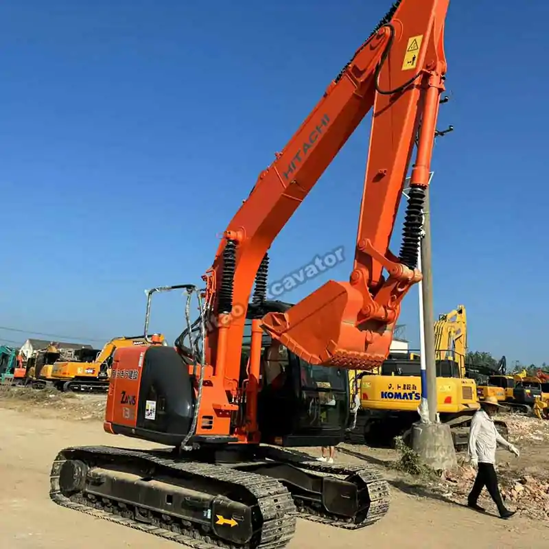 Side profile of Hitachi ZX135US with original hitachi excavator parts.