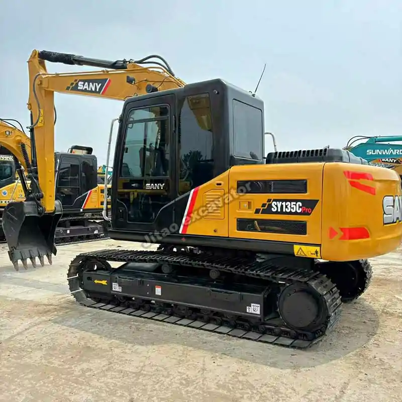 Side profile of Sany SY135C Pro, a top-tier machine for any used excavator sale.