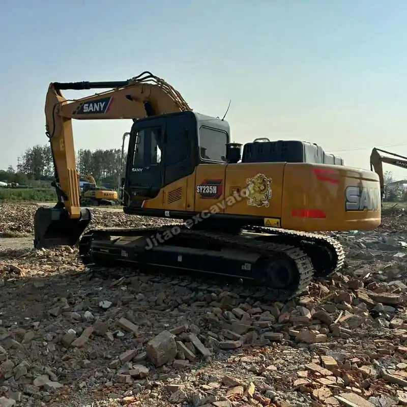 Full profile of a Sany SY235 crawler, a reliable source for quality used excavator parts.