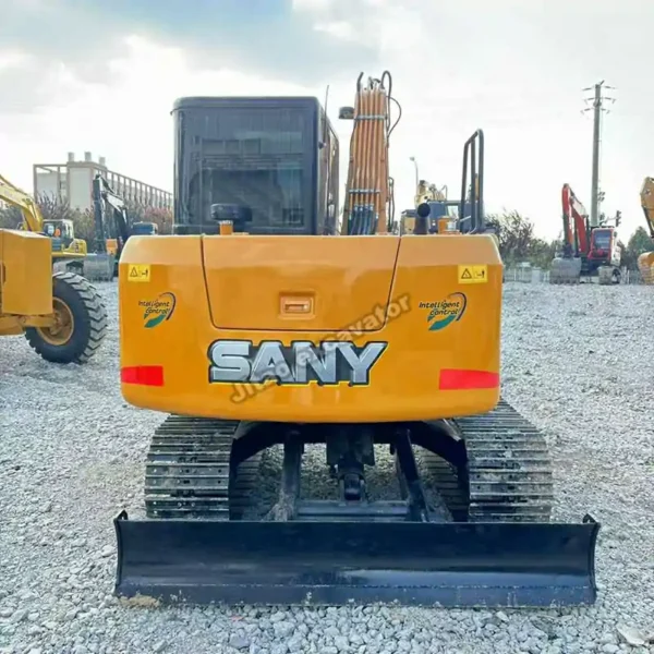 Rear view of Sany SY75C, a top choice in the mini used excavator market.