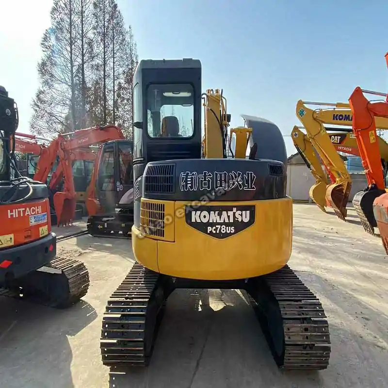 Front full profile of PC78US, excellent value for a used small excavator for sale.