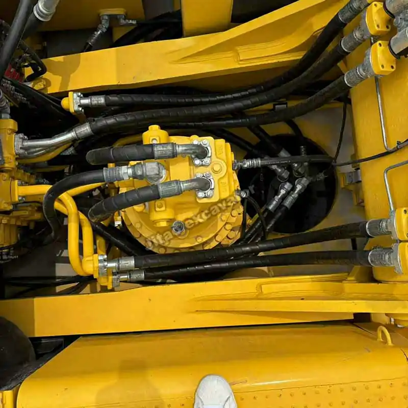 Close-up of the PC450 hydraulic system for an honest used excavator near me.