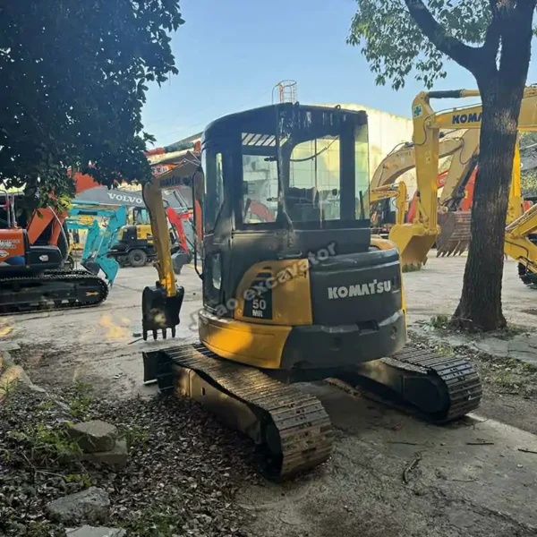PC50MR Blade Detail Front view featuring the blade on this mini excavator for sale used.