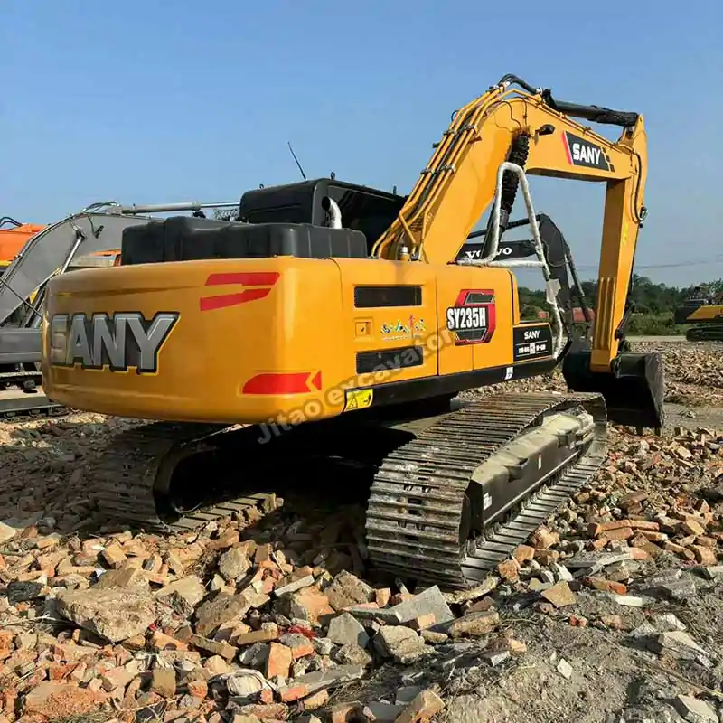 Rear angle view of the SY235 chassis, demonstrating the quality of our used excavator parts.