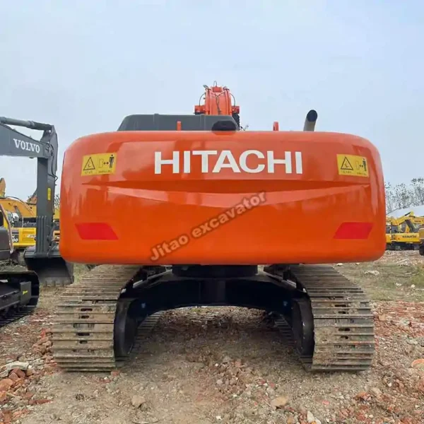 Hitachi ZX360 Rear View Rear view showing the original paint on this used hitachi excavator for sale.