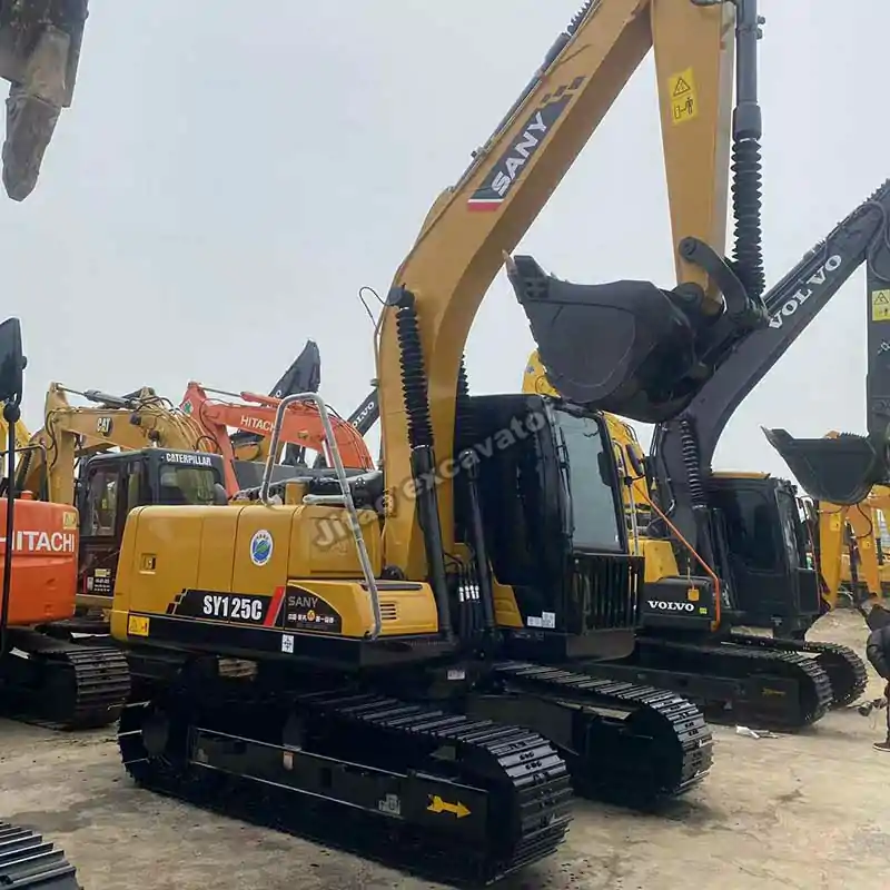 Side profile of Sany SY125C, a high-quality used excavator available at Jitao.