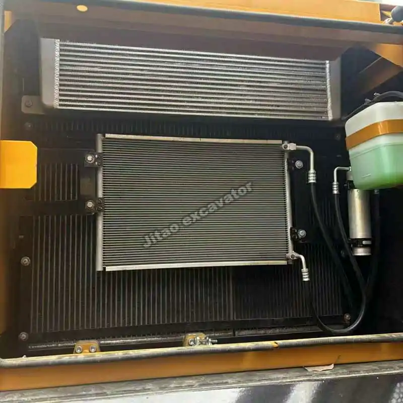 Detailed view of the SY335H cooling and radiator system for used excavators near me.