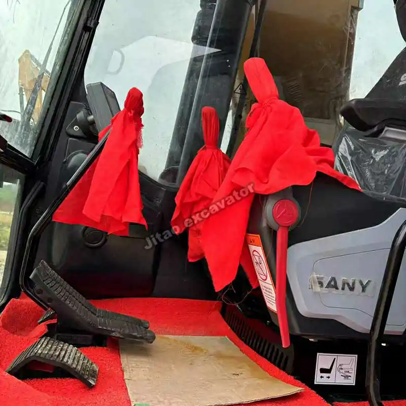 Interior cabin of Sany SY235H, showing the clean state of our used excavators for sale by owner.