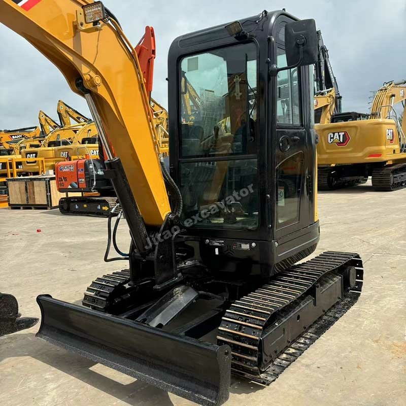 Interior view of the operator station and controls on a Sany SY35U.
